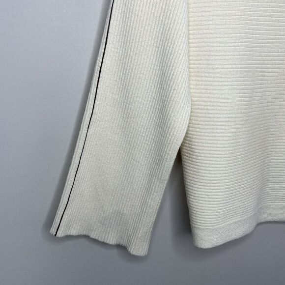 LOVE WHIT Crisscross Sweater Women XS Ivory Side Stripe Pullover Boat Neck - Picture 10 of 14